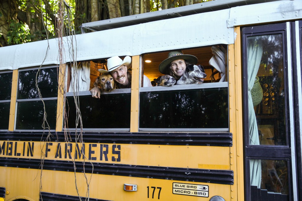 These ‘Freelance Farmers’ Travel Cross-Country In Their Off-Grid School Bus