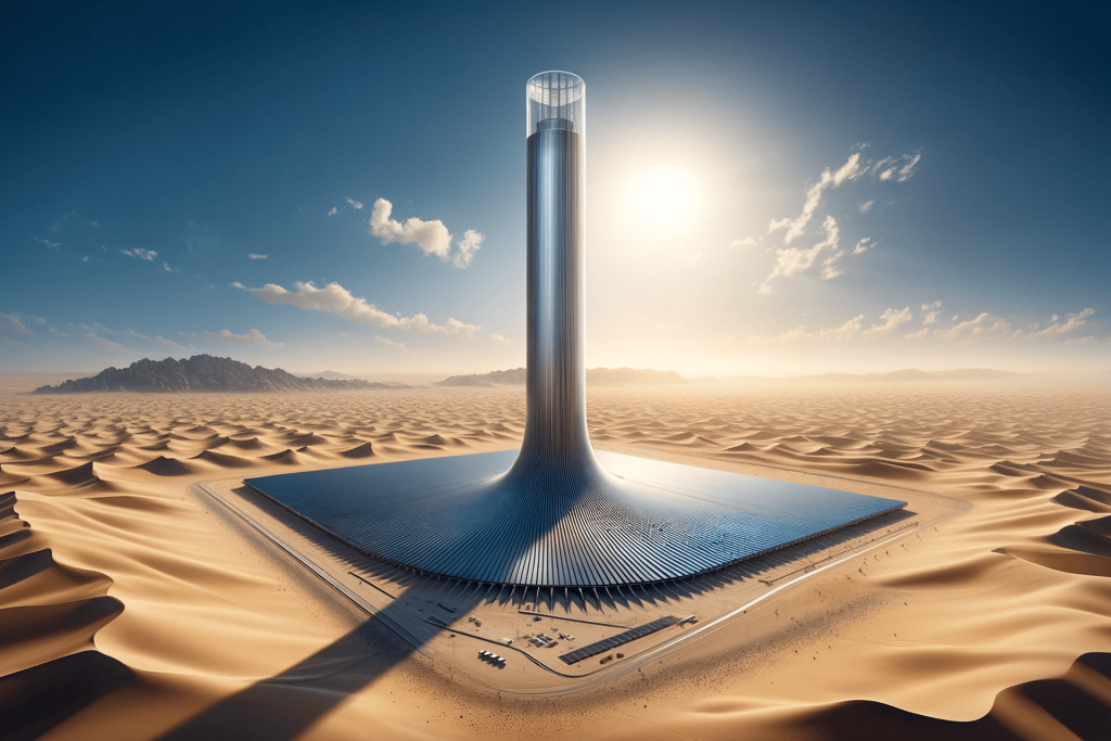Double-action solar tower promises clean energy all day and night