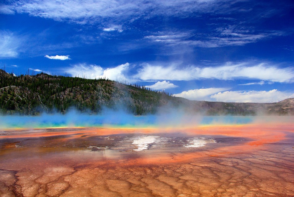Vapors over Grand Prismatic Spring at Yellowstone’s Midway Geyser Basin.