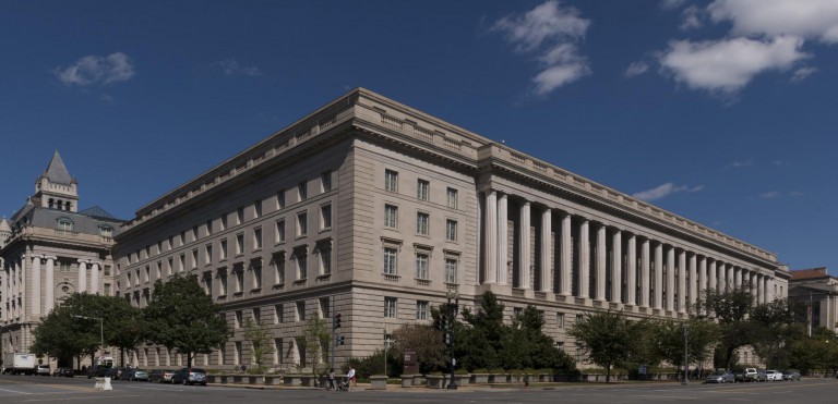 The Internal Revenue Service Building, located in the center of the Federal Triangle complex in Washington, D.C.