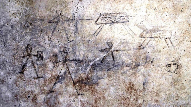 Stick figure gladiators drawn by ancient kids unearthed in Pompeii
