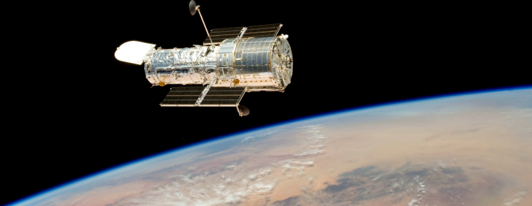 NASA's Hubble Space Telescope in orbit above the Earth.