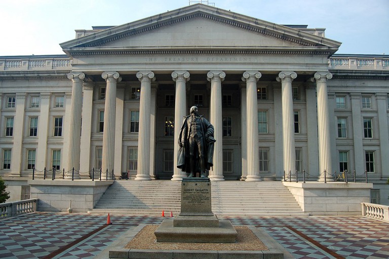 United States Treasury Building and Albert Gallatin Statue - 2011 Washington, D.C.
