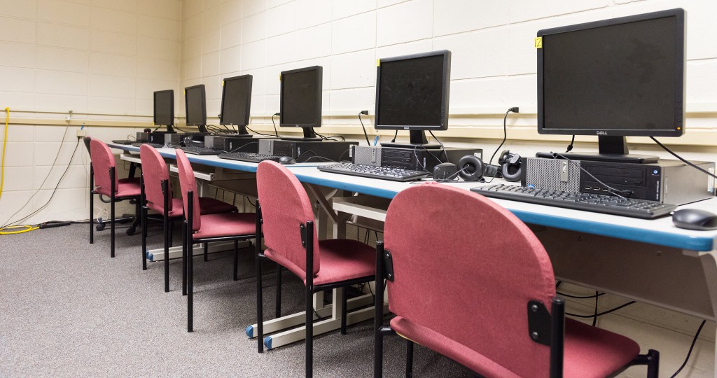 Empty computer classroom. Ramsey County Minnesota.