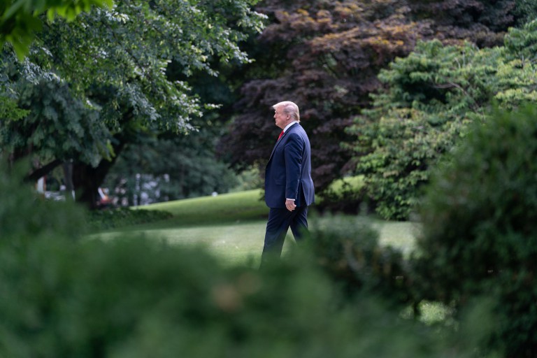 Trump White House Archived. President Trump Departs for West Virginia. July 24, 2019. (Official White House Photo by Joyce N. Boghosian). Flickr. Public Domain.