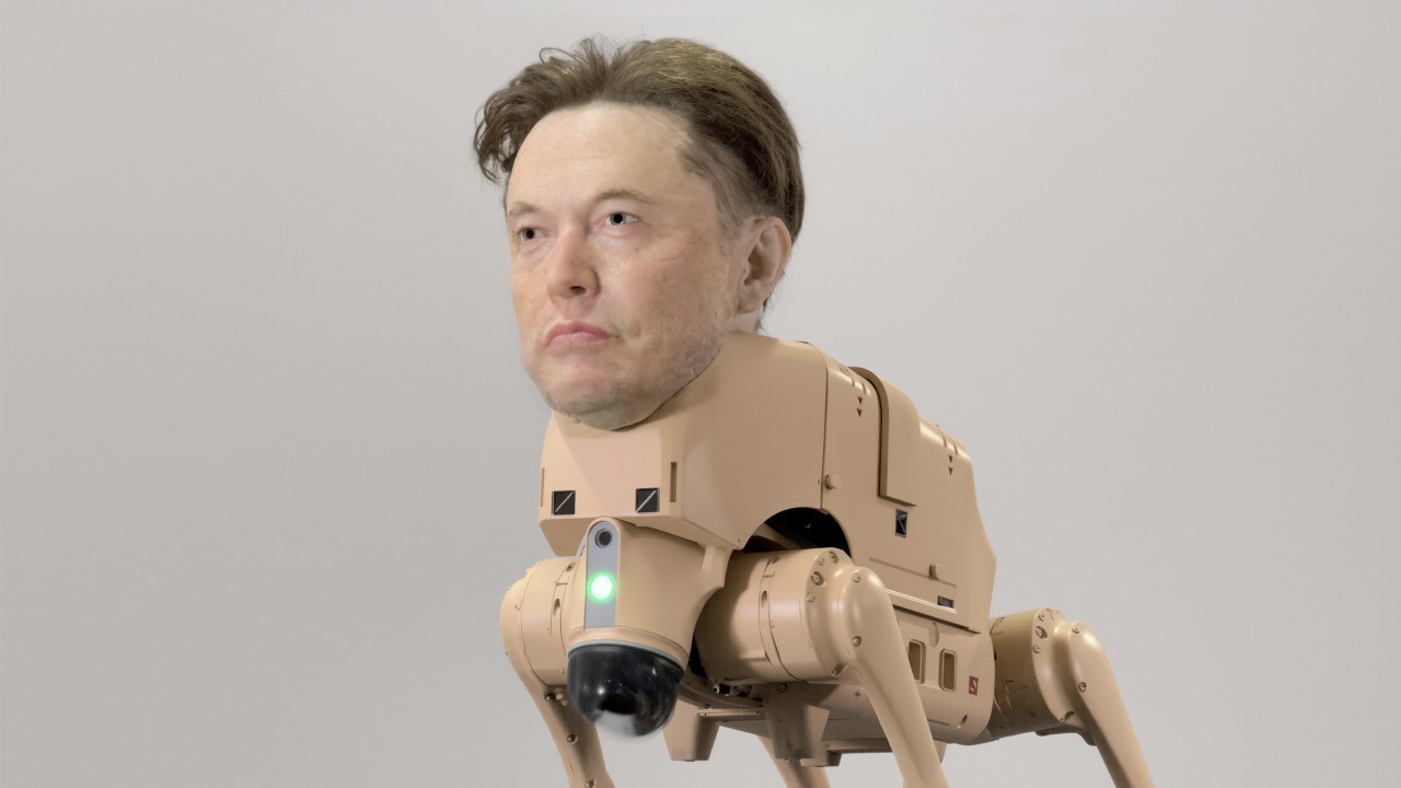 Robot dog with Elon Musk’s head poops out AI generated art